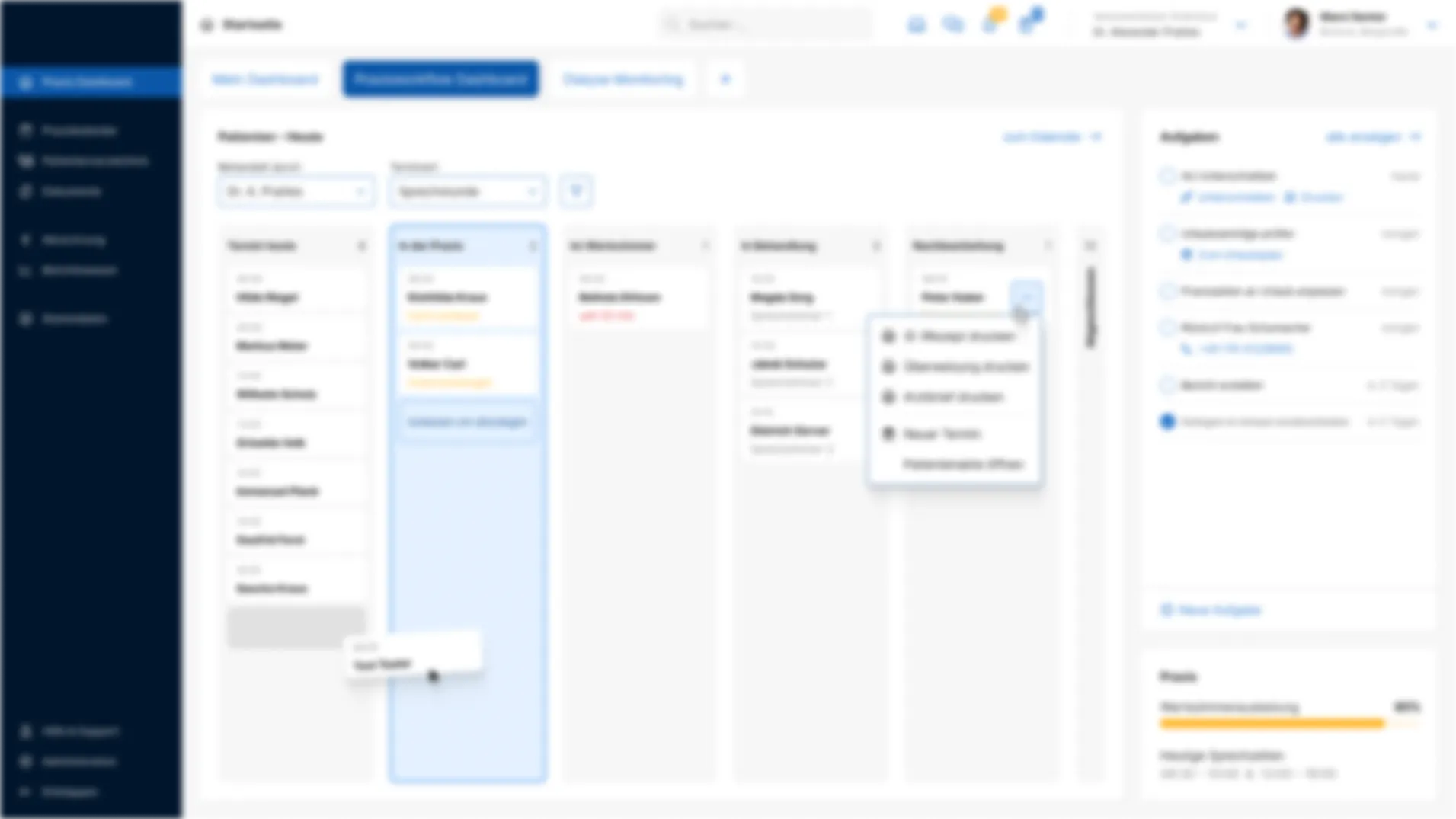 Final interface design for the redesigned patient management platform